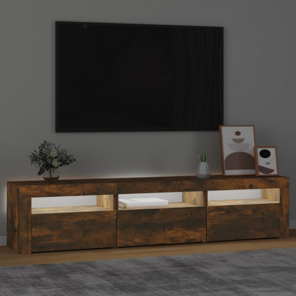 Mueble de TV con luces LED color roble ahumado 180x35x40 cm M 3