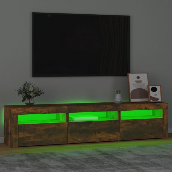 Mueble de TV con luces LED color roble ahumado 180x35x40 cm M 4