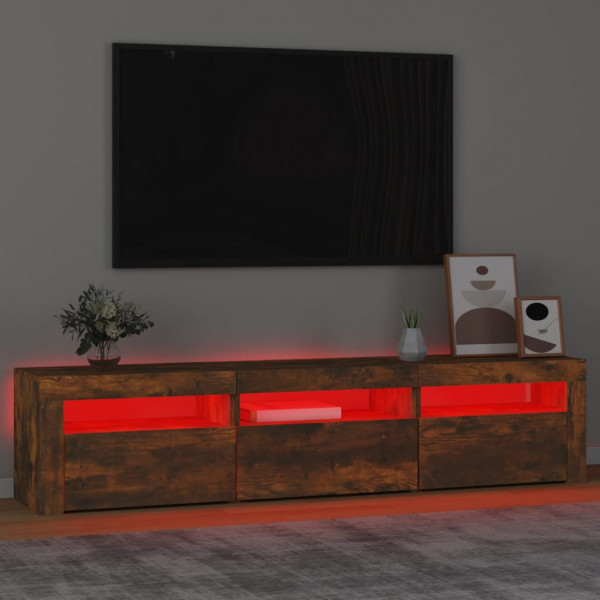 Mueble de TV con luces LED color roble ahumado 180x35x40 cm M 5