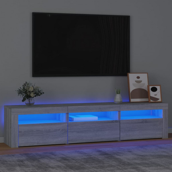 Mueble de TV con luces LED gris Sonoma 180x35x40 cm D