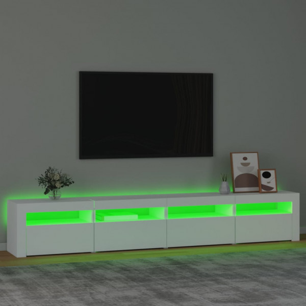 Mueble de TV con luces LED blanco 240x35x40 cm M 4