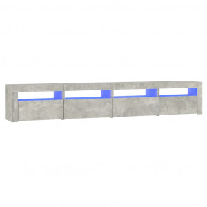 Mueble de TV con luces LED gris hormigón 240x35x40 cm H