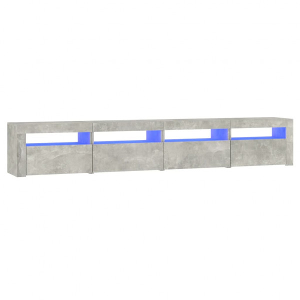 Mueble de TV con luces LED gris hormigón 240x35x40 cm M 2