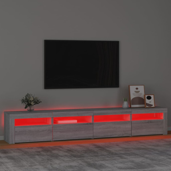 Mueble de TV con luces LED gris Sonoma 240x35x40 cm M 5
