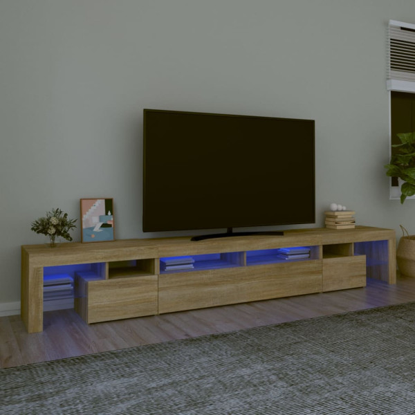 Mueble de TV con luces LED roble Sonoma 260x36.5x40 cm D