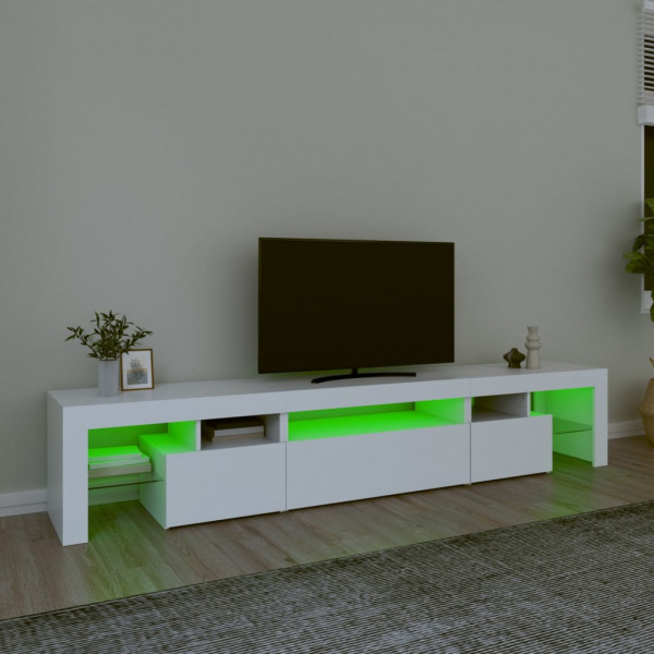 Mueble de TV con luces LED blanco 215x36.5x40 cm M 4