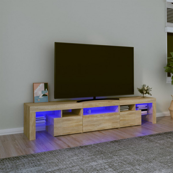 Mueble de TV con luces LED roble Sonoma 200x36.5x40 cm D