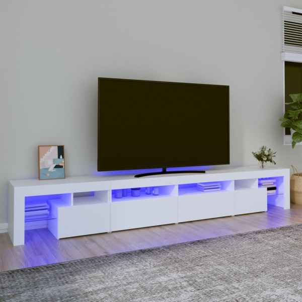 Mueble de TV con luces LED blanco 260x36.5x40 cm D