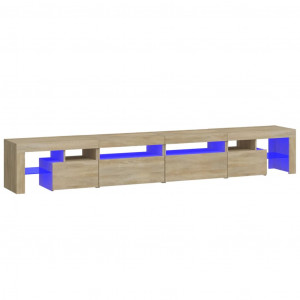 Mueble de TV con luces LED roble Sonoma 260x36.5x40 cm H