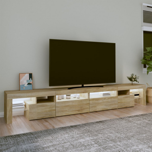 Mueble de TV con luces LED roble Sonoma 260x36.5x40 cm M 3