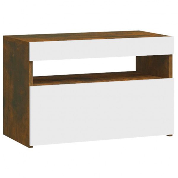 Mesa de cabeceira c/ LEDs 60x35x40 cm carvalho fumado M 3