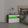 Mesita de noche con luces LED color roble ahumado 60x35x40 cm 5