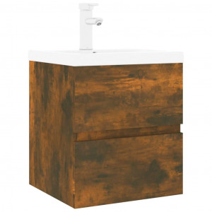 Mueble de baño con lavabo madera contrachapada roble ahumado H