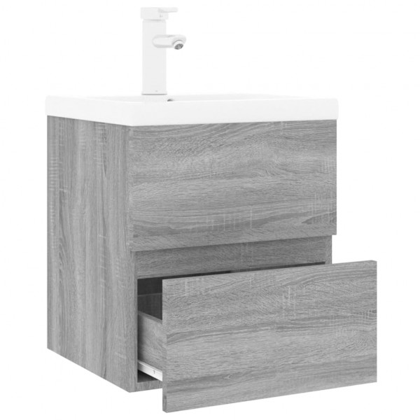 Mueble de baño con lavabo madera contrachapada gris Sonoma M 4