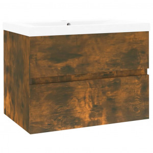 Mueble de baño con lavabo madera contrachapada roble ahumado H