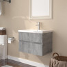 Mueble de baño con lavabo madera contrachapada gris Sonoma 1