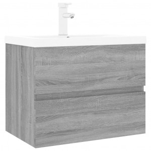 Mueble de baño con lavabo madera contrachapada gris Sonoma H