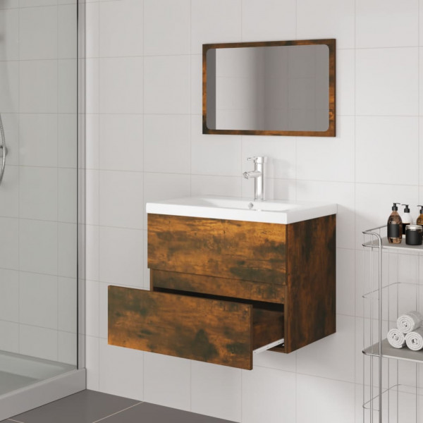 Set de muebles de baño madera contrachapada color roble ahumado M 4
