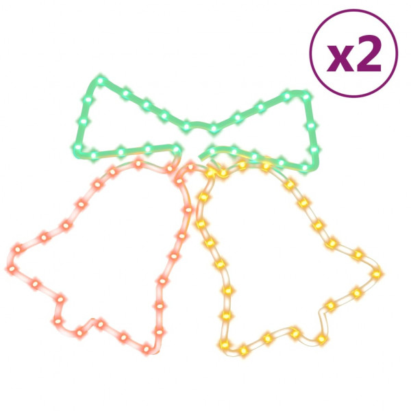 Figuras de campanas de Navidad con 72 LEDs 2 piezas 50x56 cm M 2