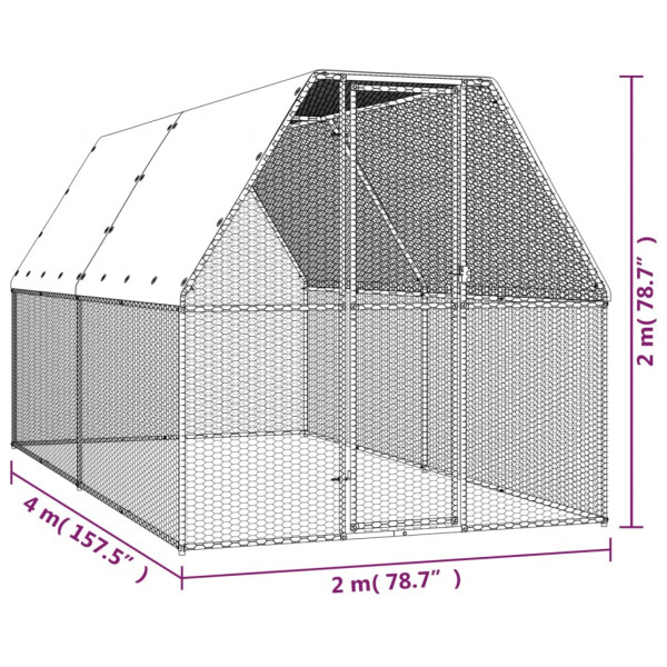 Jaula gallinero de exterior de acero galvanizado 2x4x2 m M 5