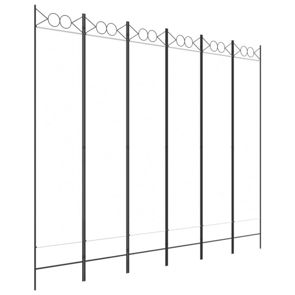 Biombo divisor de 6 paneles de tela blanco 240x200 cm M 2