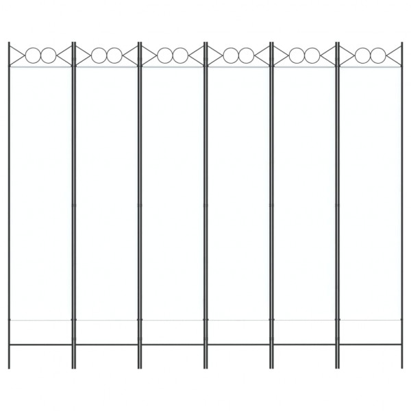 Biombo divisor de 6 paneles de tela blanco 240x200 cm M 3