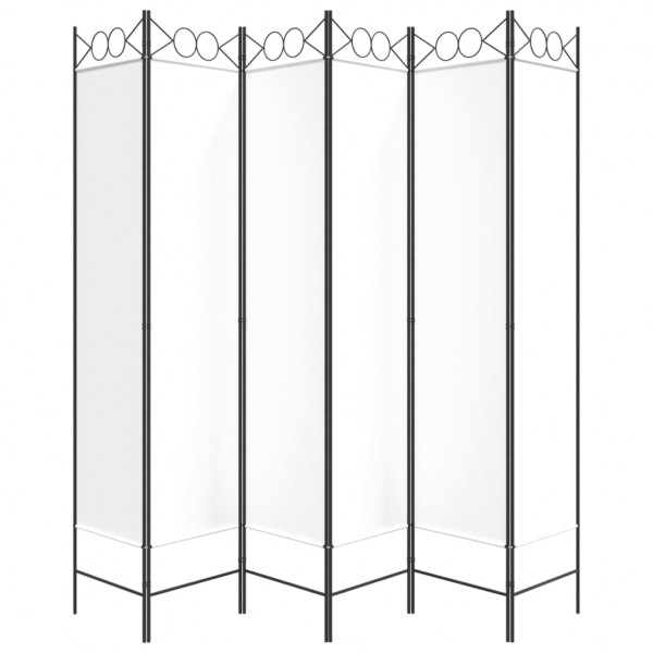 Biombo divisor de 6 paneles de tela blanco 240x200 cm M 4