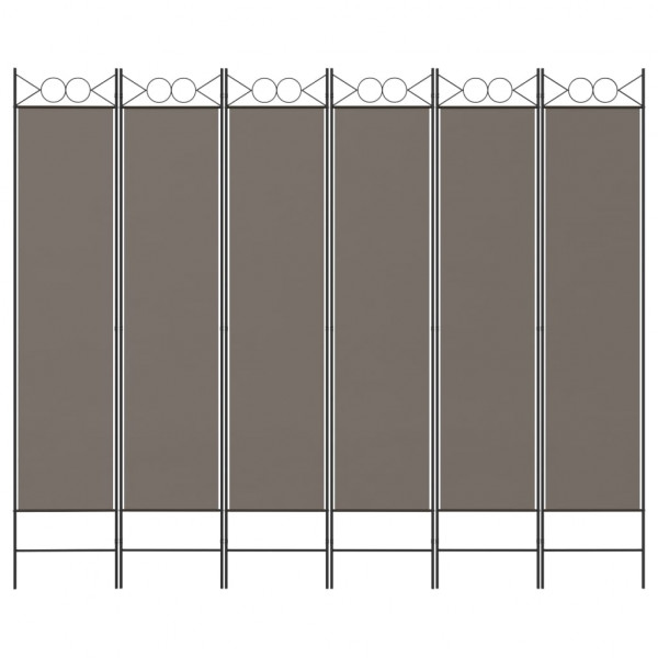 Biombo divisor de 6 paneles de tela gris antracita 240x200 cm M 3