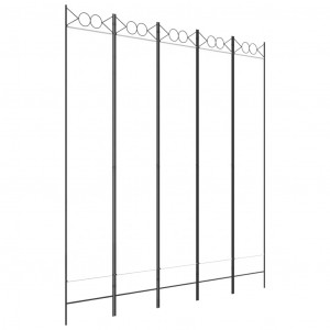 Biombo divisor de 5 paneles de tela blanco 200x220 cm H