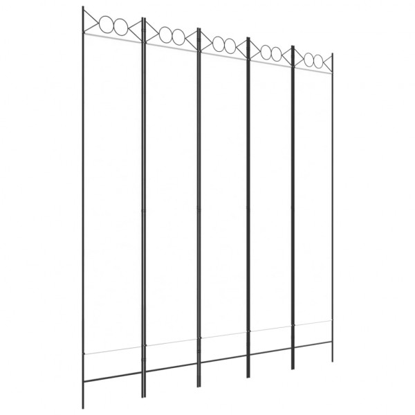 Biombo divisor de 5 paneles de tela blanco 200x220 cm M 2