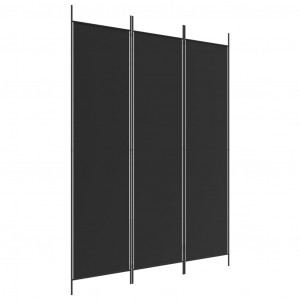 Biombo divisor de 3 paneles de tela negro 150x200 cm H