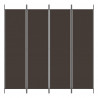 Biombo divisor de 4 paneles de tela marrón 200x200 cm 3