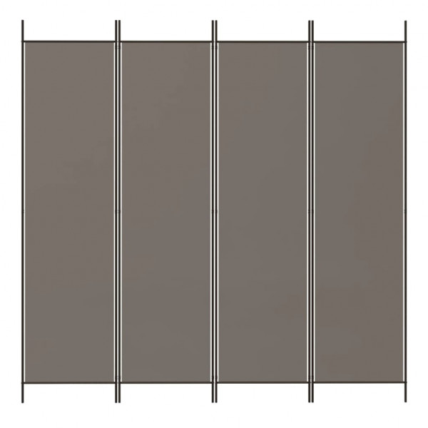 Biombo divisor de 4 paneles de tela gris antracita 200x200 cm M 3