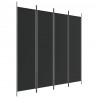 Biombo divisor de 4 paneles de tela negro 200x200 cm 2