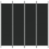 Biombo divisor de 4 paneles de tela negro 200x200 cm 3