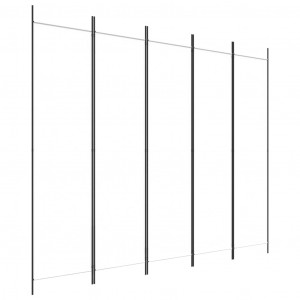 Biombo divisor de 5 paneles de tela blanco 250x200 cm H