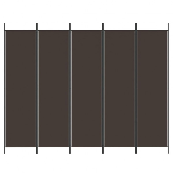 Biombo divisor de 5 paneles de tela marrón 250x200 cm M 3