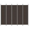 Biombo divisor de 5 paneles de tela marrón 250x200 cm 3