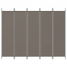 Biombo divisor de 5 paneles de tela gris antracita 250x200 cm 3