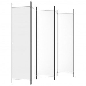 Biombo divisor de 6 paneles de tela blanco 300x200 cm H