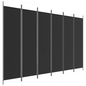 Biombo divisor de 6 paneles de tela negro 300x200 cm H