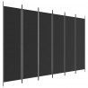 Biombo divisor de 6 paneles de tela negro 300x200 cm 2