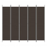 Biombo divisor de 5 paneles de tela marrón 250x220 cm 3