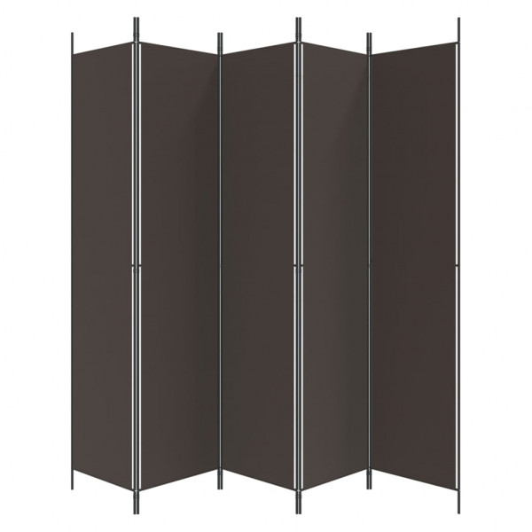 Biombo divisor de 5 paneles de tela marrón 250x220 cm M 4