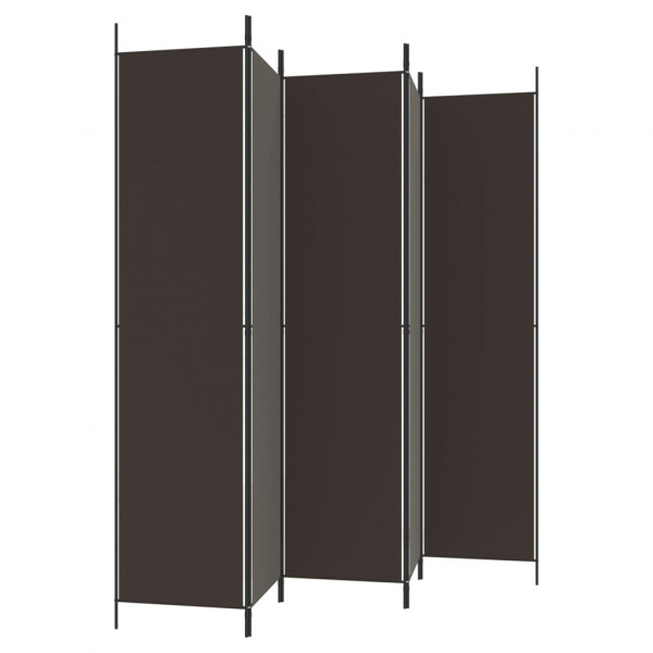 Biombo divisor de 5 paneles de tela marrón 250x220 cm M 5