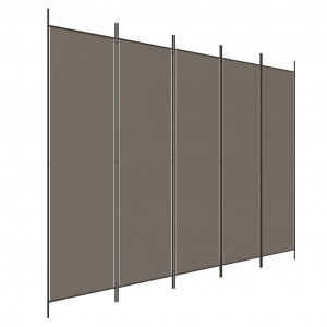 Biombo divisor de 5 paneles de tela gris antracita 250x220 cm H