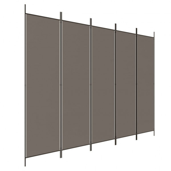 Biombo divisor de 5 paneles de tela gris antracita 250x220 cm M 2