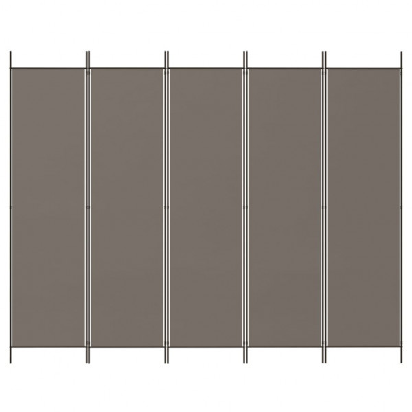 Biombo divisor de 5 paneles de tela gris antracita 250x220 cm M 3