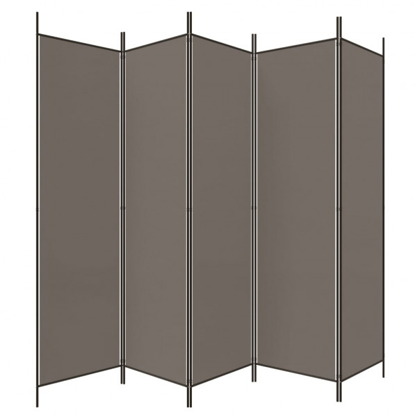 Biombo divisor de 5 paneles de tela gris antracita 250x220 cm M 5