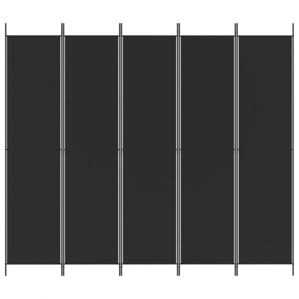 Biombo divisor de 5 paneles de tela negro 250x220 cm M 3